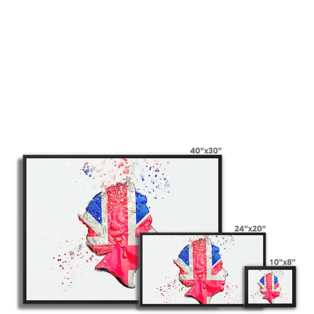 Queen Elizabeth II Commemorative Splatter Artwork Framed Canvas - Image 8