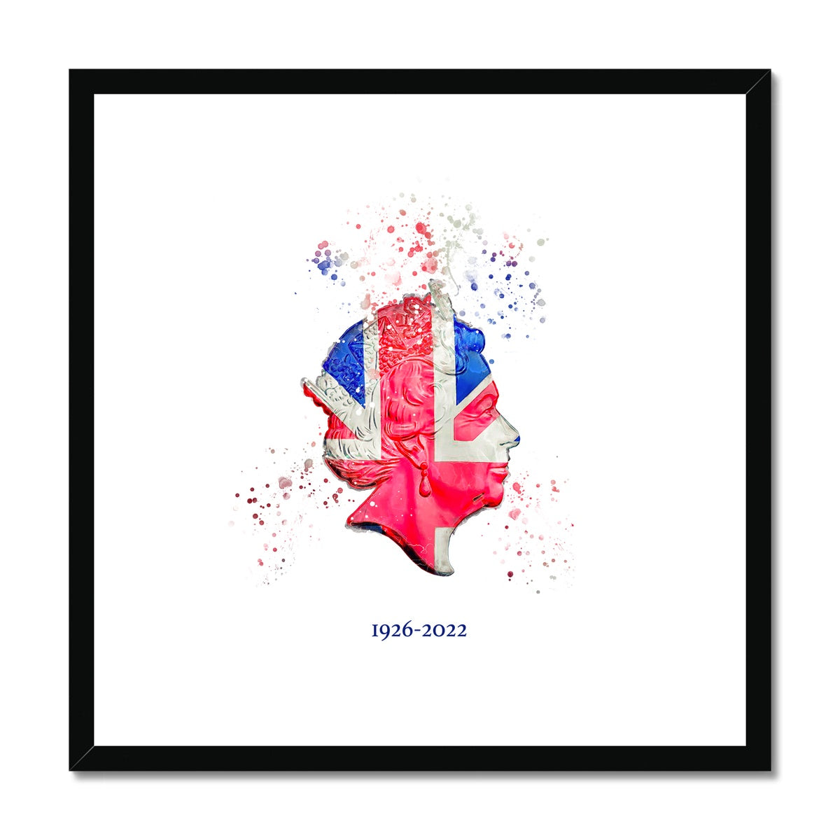 Queen Elizabeth II Commemorative Splatter Artwork Framed & Mounted Print - Image 4