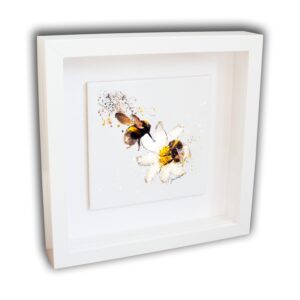 Bumblebee Portrait Brush Splatter Style Artwork - Framed CERAMIC TILE Art