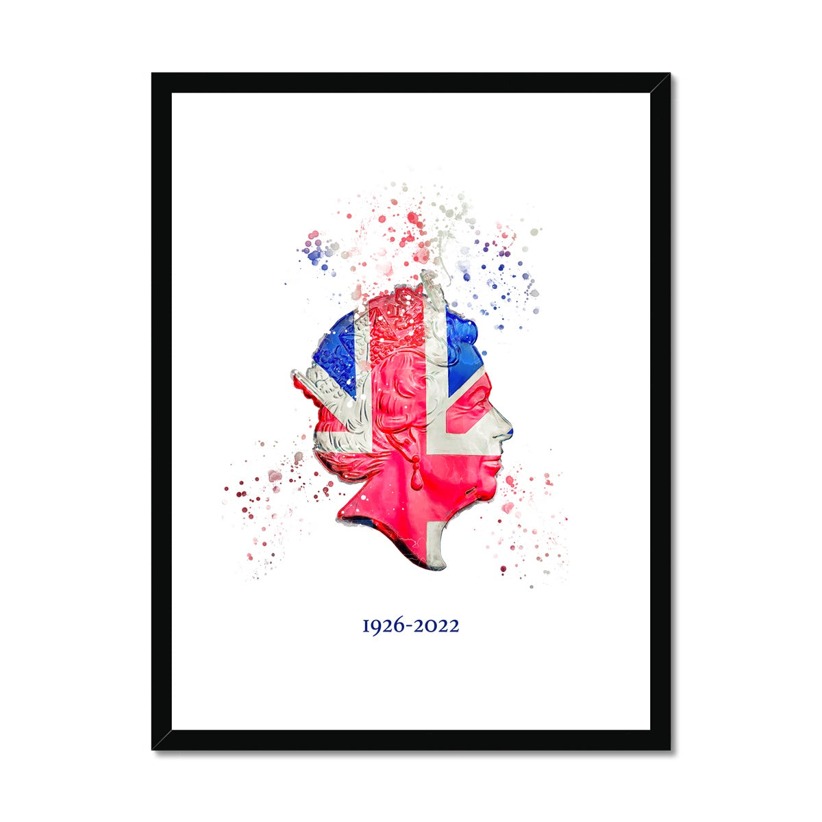 Queen Elizabeth II Commemorative Splatter Artwork Framed & Mounted Print