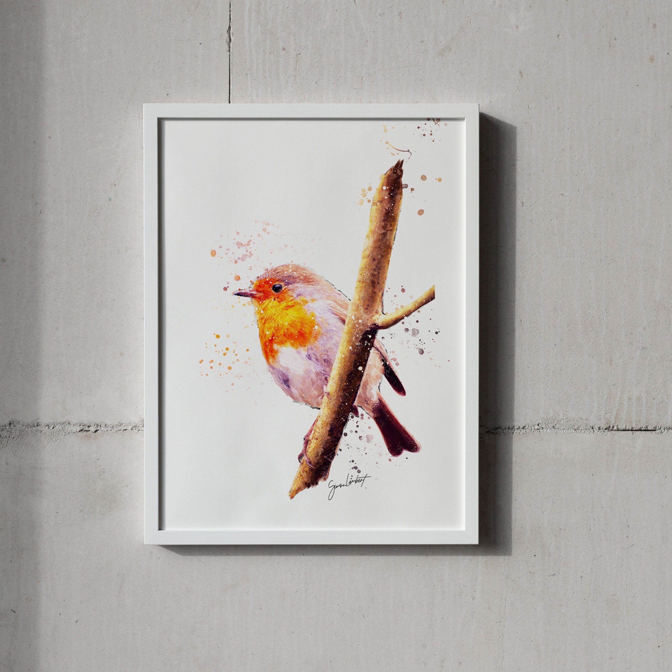 Robin Portrait Splatter Style Artwork Fine Art Print (Unframed) - Image 2