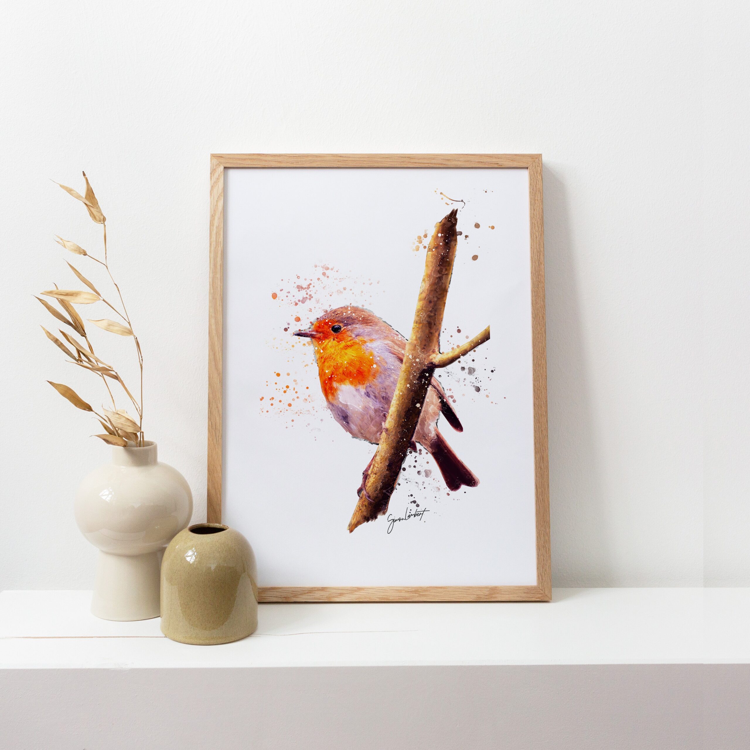 Robin Portrait Splatter Style Artwork Fine Art Print (Unframed) - Image 3