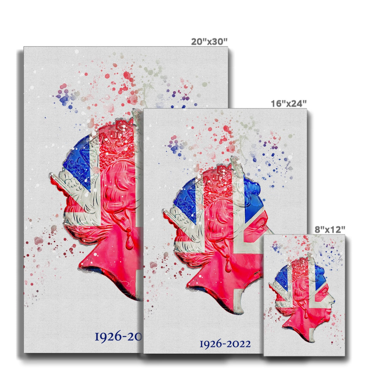 Queen Elizabeth II Commemorative Splatter Artwork Eco Canvas - Image 12