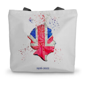 Queen Elizabeth II Commemorative Splatter Artwork Canvas Tote Bag
