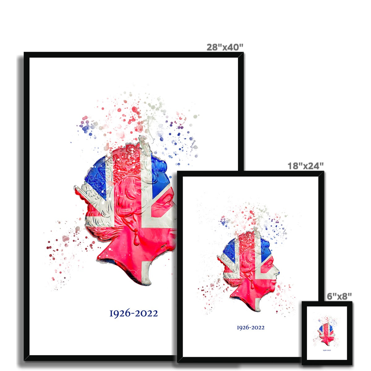 Queen Elizabeth II Commemorative Splatter Artwork Framed & Mounted Print - Image 18