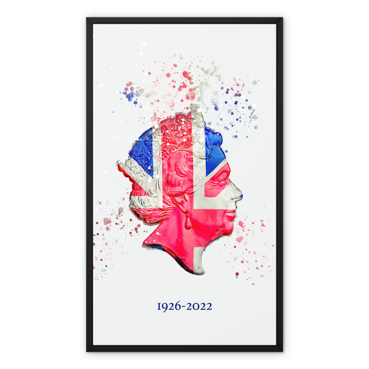 Queen Elizabeth II Commemorative Splatter Artwork Framed Canvas - Image 4