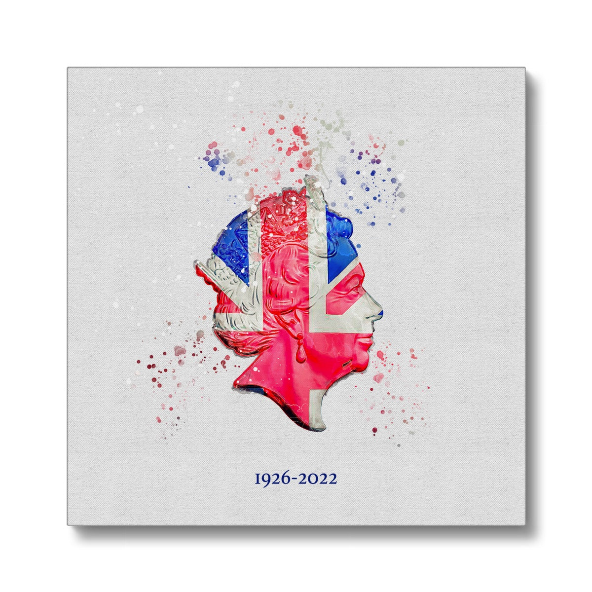 Queen Elizabeth II Commemorative Splatter Artwork Eco Canvas - Image 3