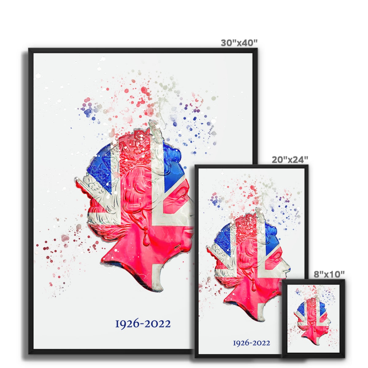 Queen Elizabeth II Commemorative Splatter Artwork Framed Canvas - Image 6