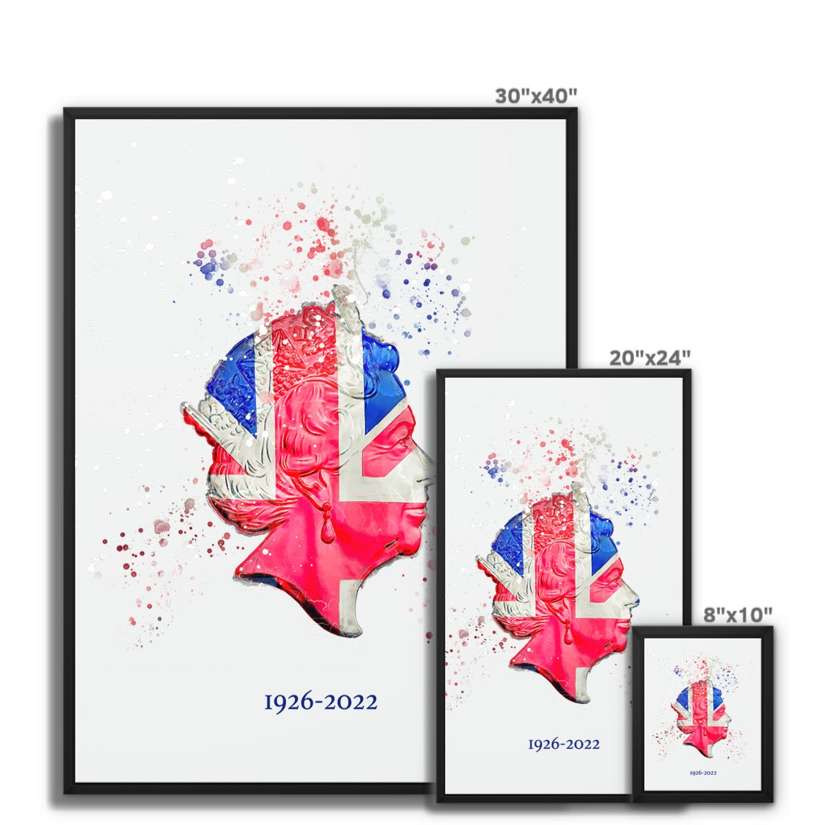 Queen Elizabeth II Commemorative Splatter Artwork Framed Canvas - Image 5