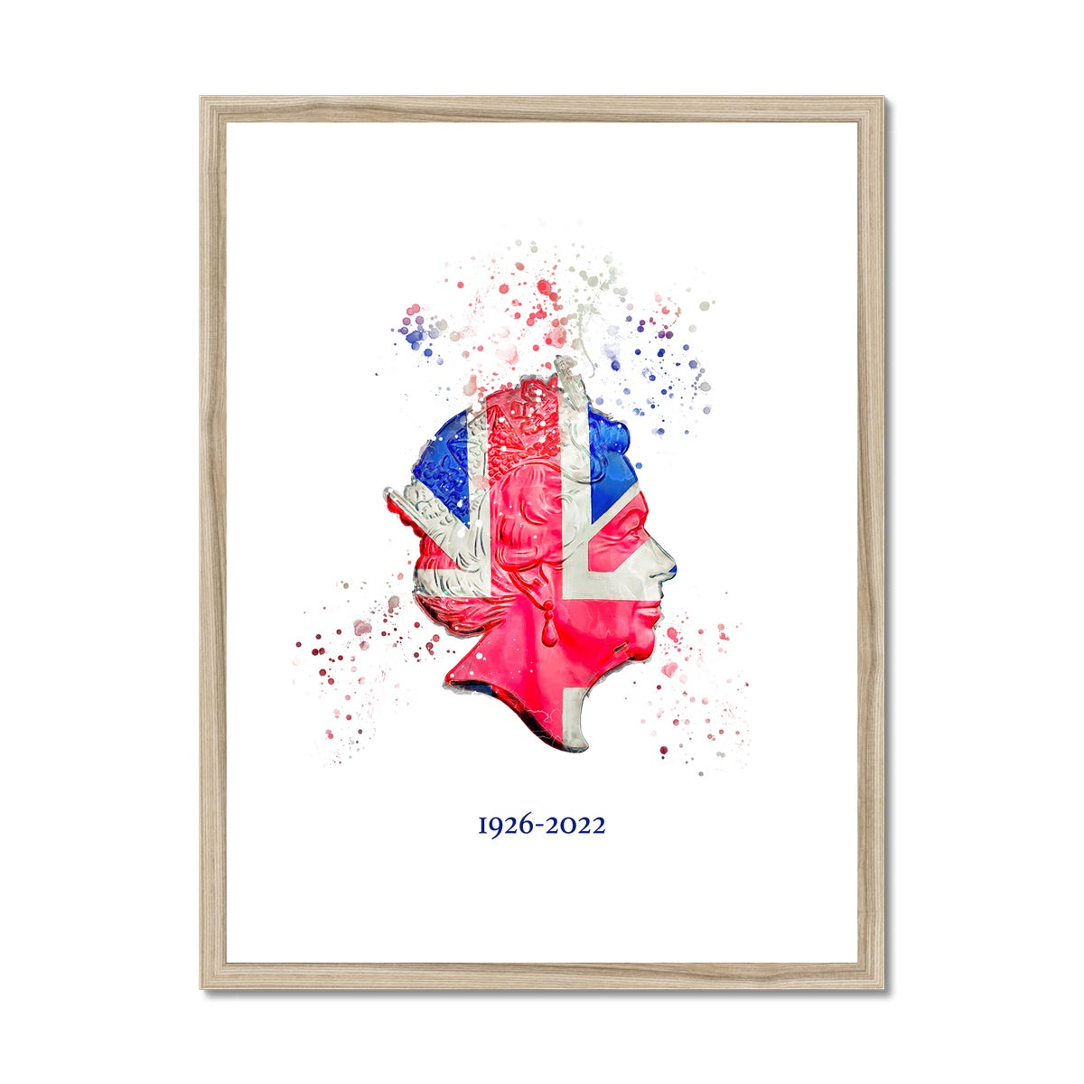 Queen Elizabeth II Commemorative Splatter Artwork Framed & Mounted Print - Image 3