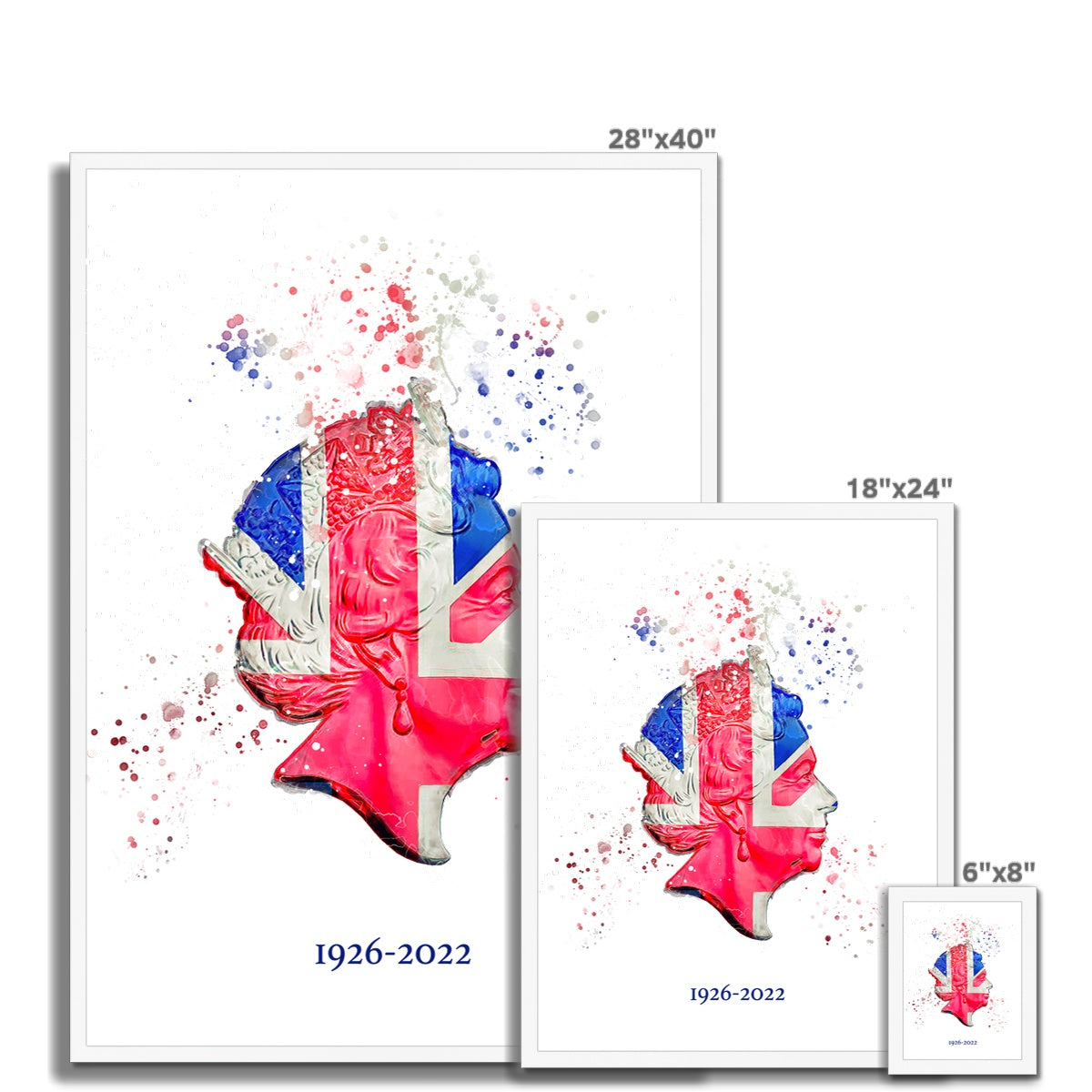 Queen Elizabeth II Commemorative Splatter Artwork Framed Print - Image 14