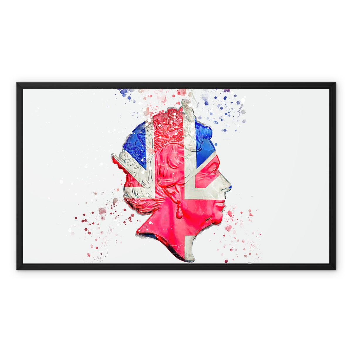 Queen Elizabeth II Commemorative Splatter Artwork Framed Canvas - Image 2