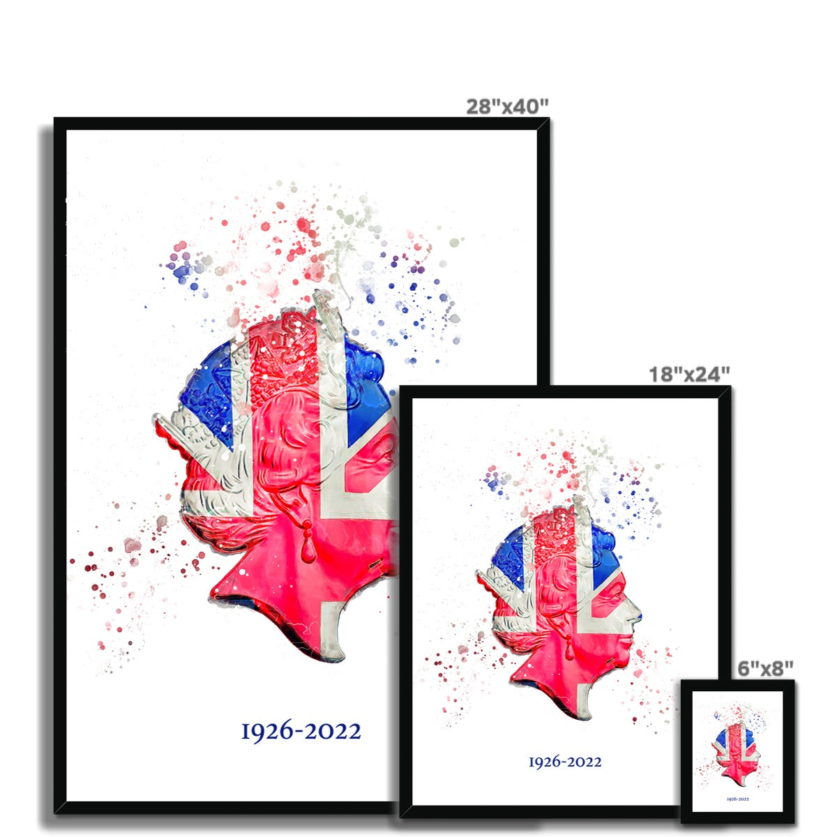 Queen Elizabeth II Commemorative Splatter Artwork Framed Print - Image 13