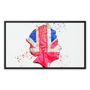 Queen Elizabeth II Commemorative Splatter Artwork Framed Canvas