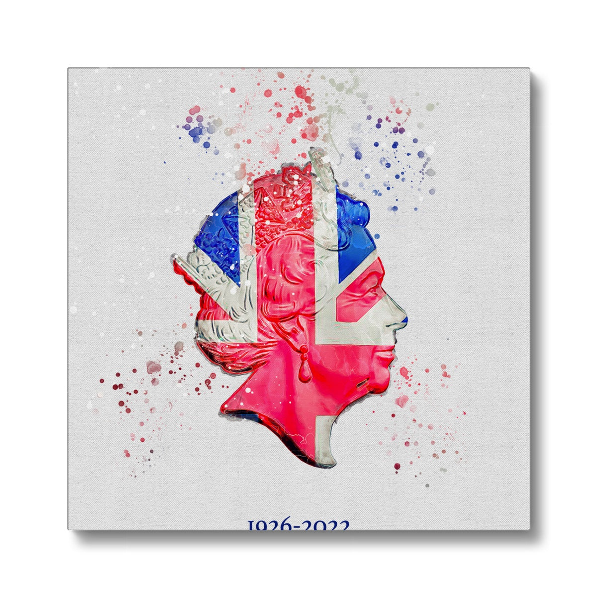 Queen Elizabeth II Commemorative Splatter Artwork Eco Canvas - Image 4