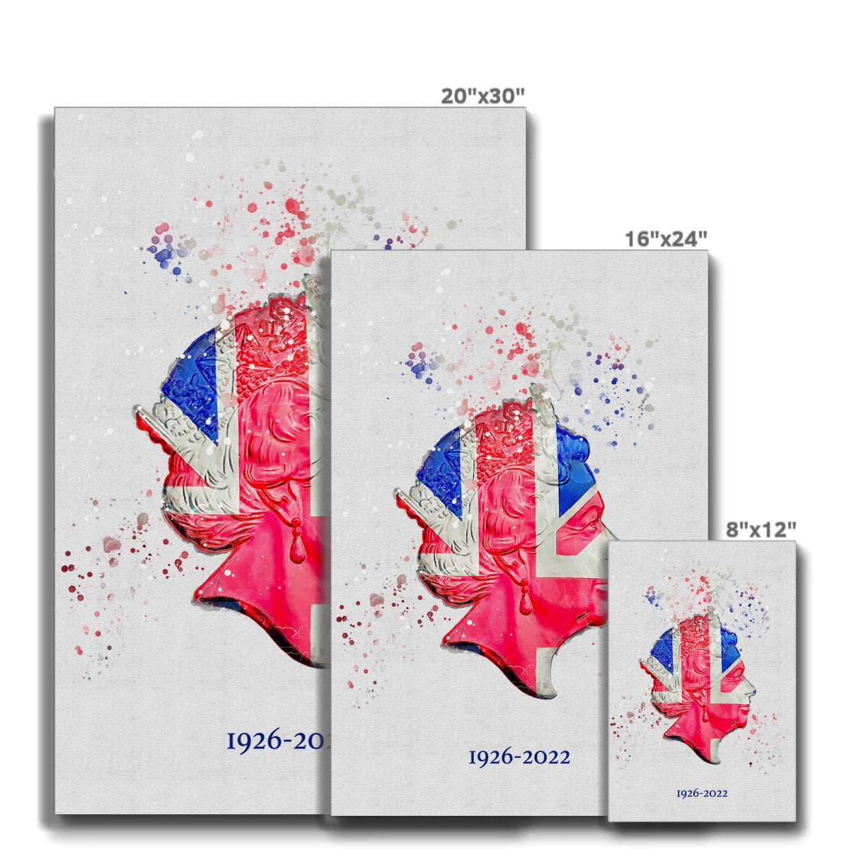 Queen Elizabeth II Commemorative Splatter Artwork Eco Canvas - Image 11