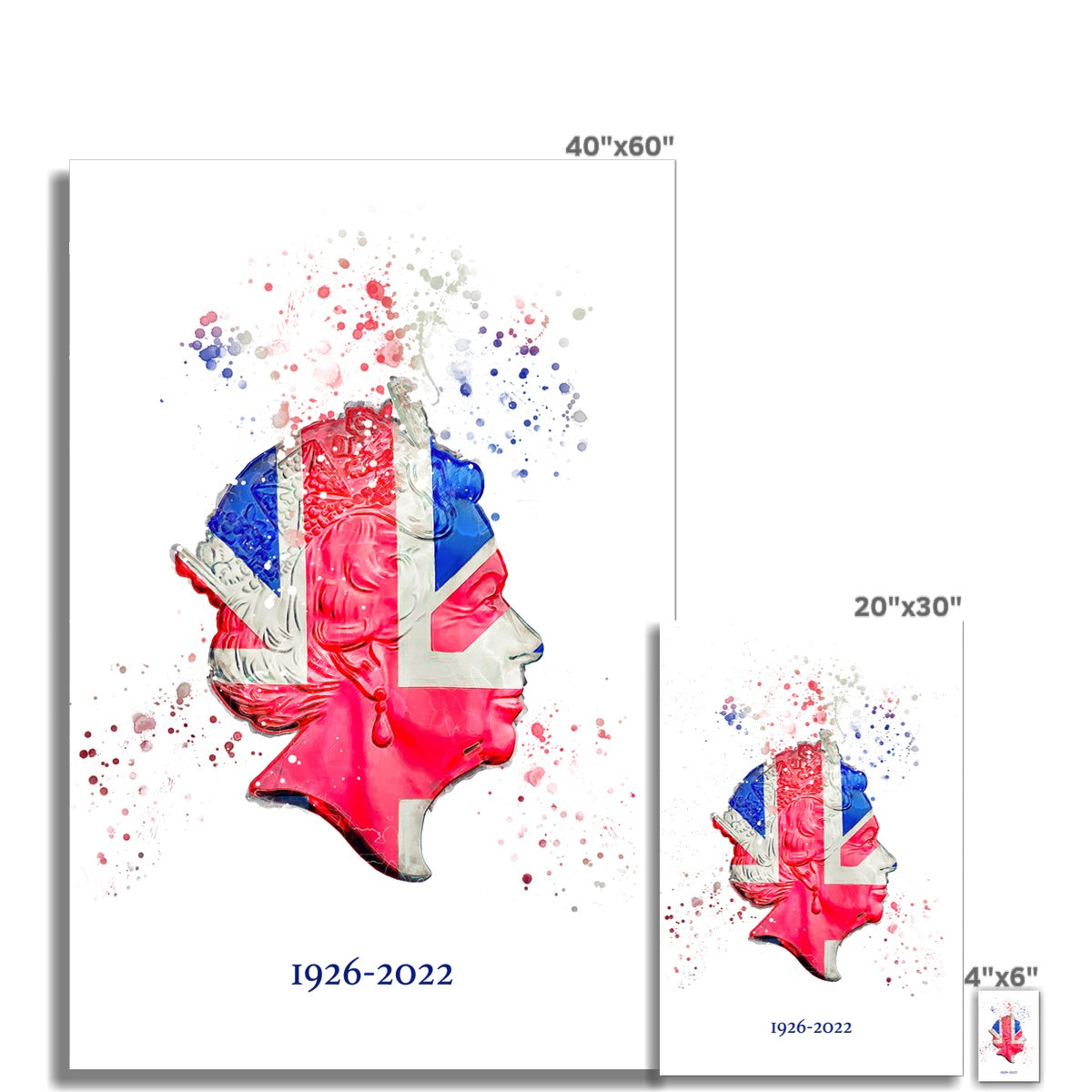 Queen Elizabeth II Commemorative Splatter Artwork Fine Art Print (Unframed) - Image 6