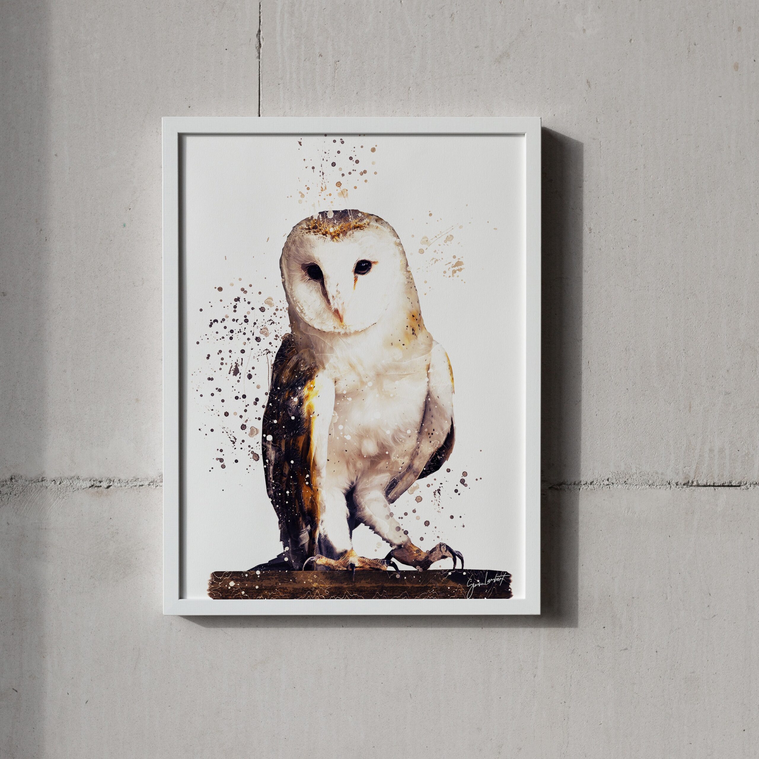 Barn Owl Portrait Splatter Style Artwork Fine Art Print (Unframed) - Image 2