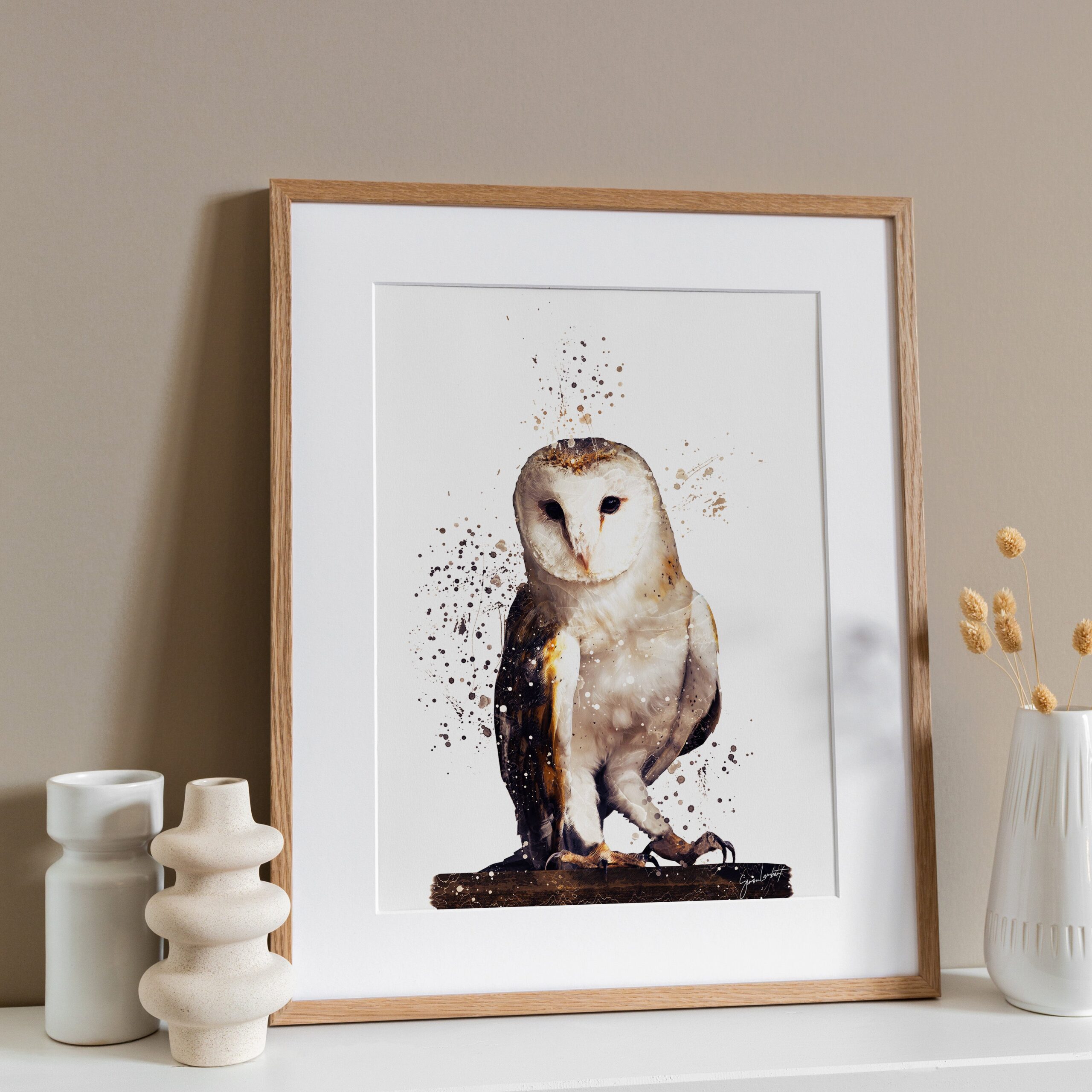 Barn Owl Portrait Splatter Style Artwork Fine Art Print (Unframed) - Image 3