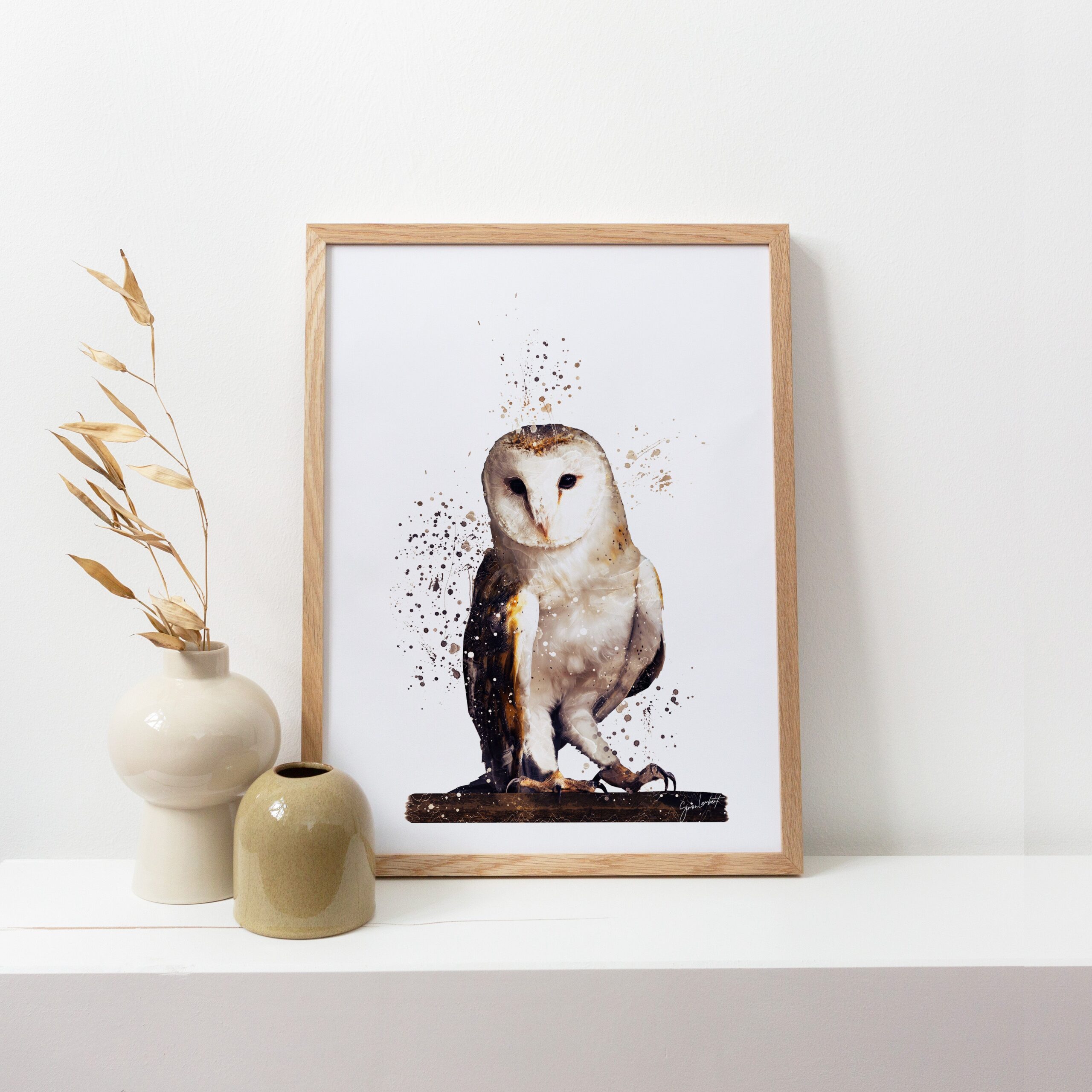 Barn Owl Portrait Splatter Style Artwork Fine Art Print (Unframed) - Image 4