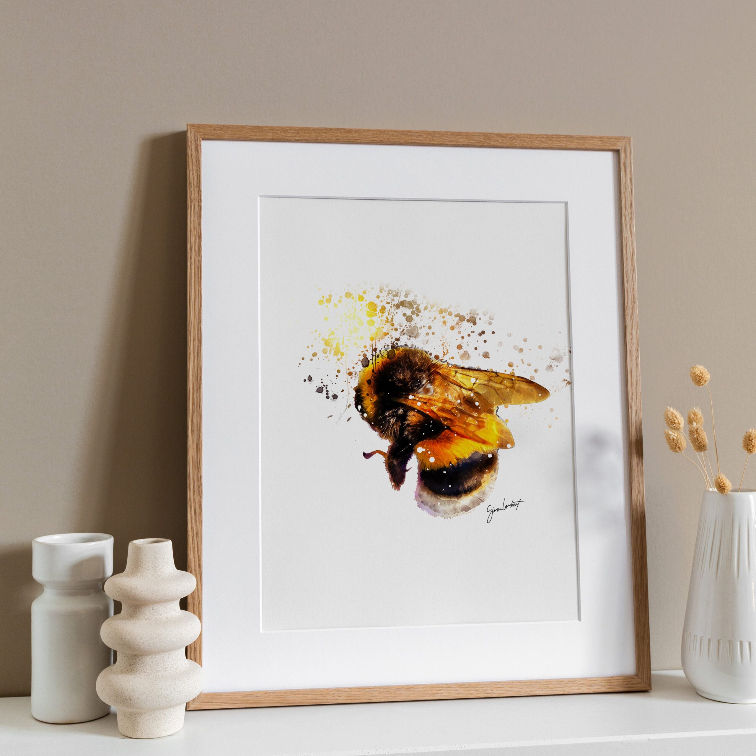 Bumblebee Portrait Splatter Style Artwork Fine Art Print (Unframed) - Image 2