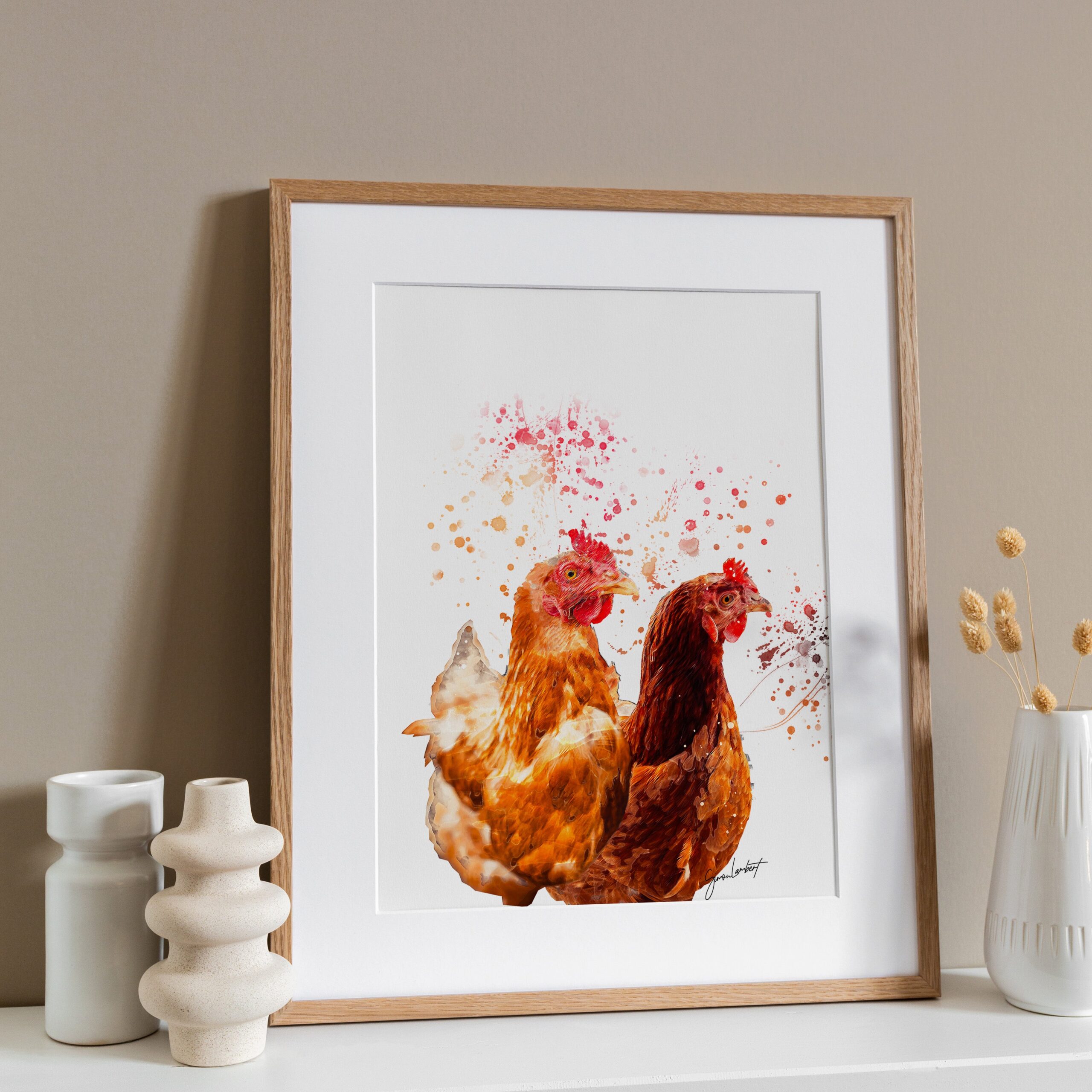 Chicken Portrait Splatter Style Artwork Fine Art Print (Unframed) - Image 2