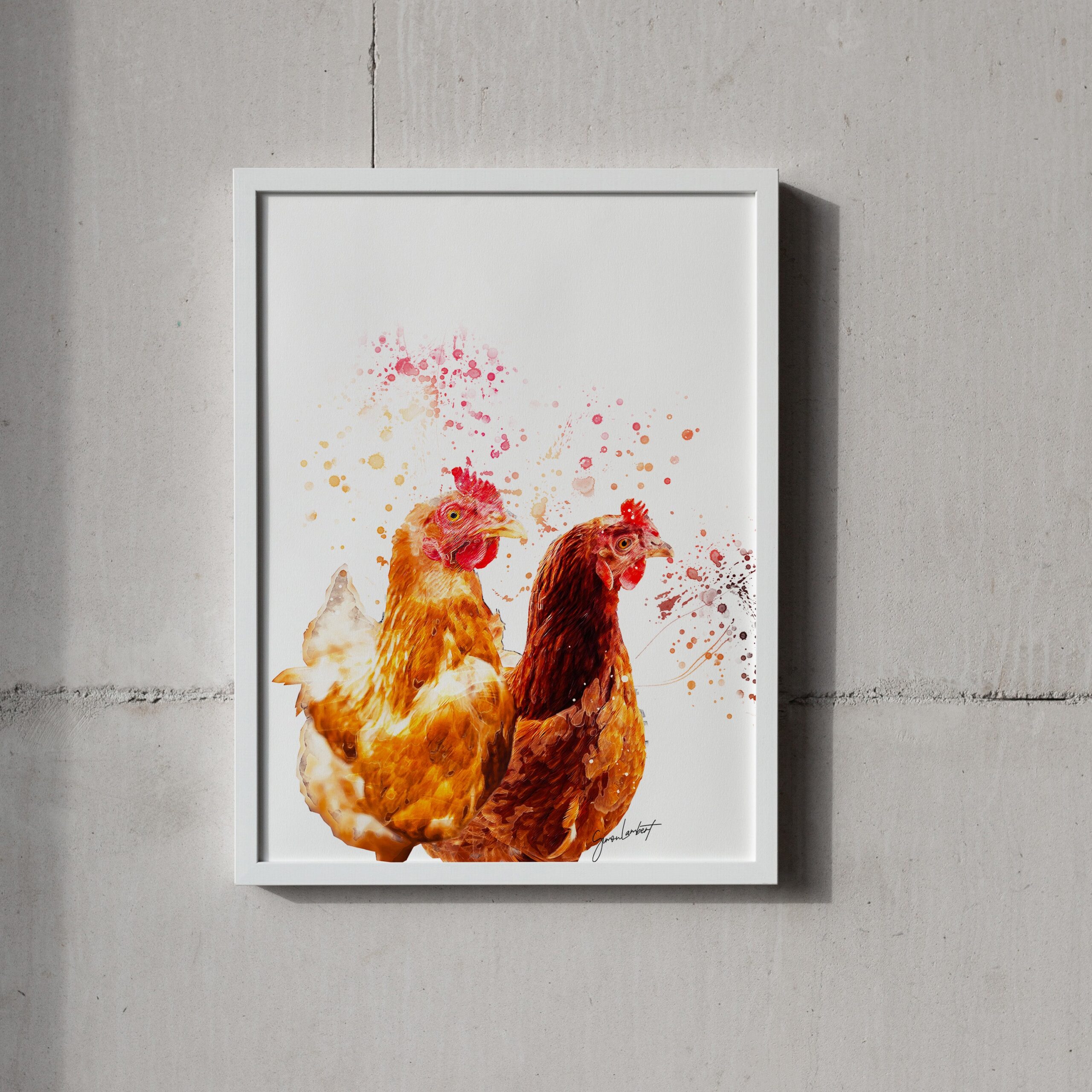 Chicken Portrait Splatter Style Artwork Fine Art Print (Unframed) - Image 3