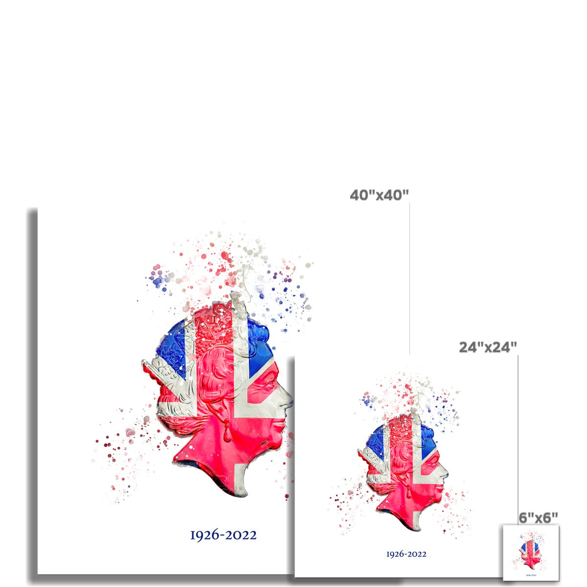 Queen Elizabeth II Commemorative Splatter Artwork Fine Art Print (Unframed) - Image 5