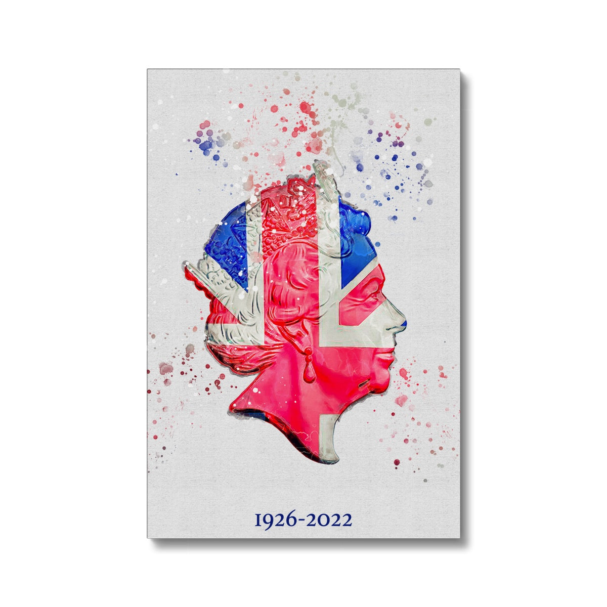Queen Elizabeth II Commemorative Splatter Artwork Eco Canvas - Image 2