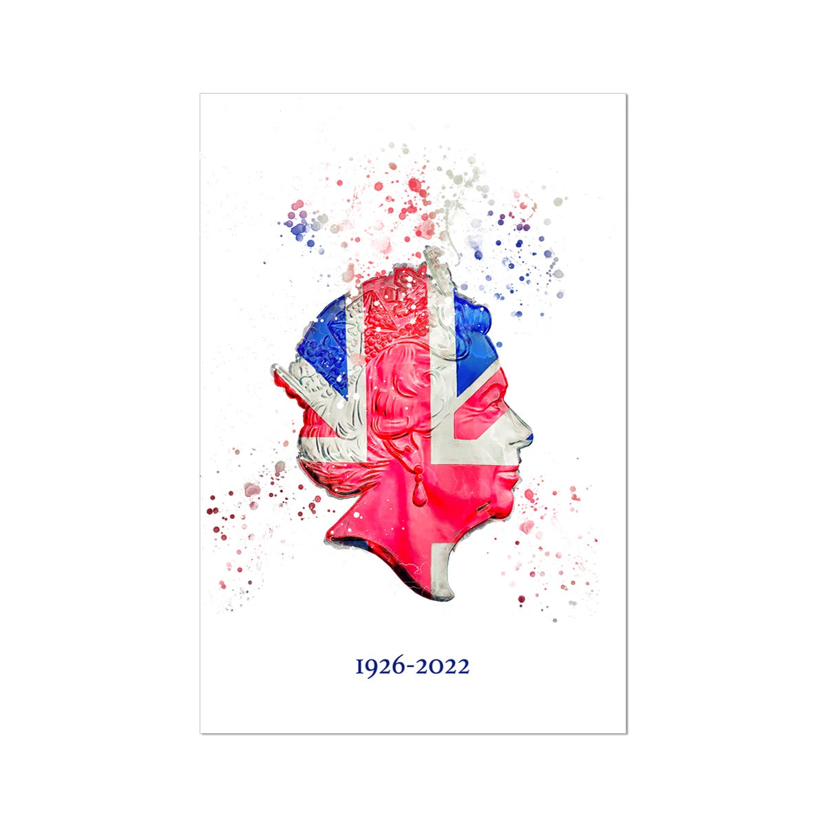 SPECIAL OFFER Queen Elizabeth II Commemorative Splatter Artwork Fine Art Print (Unframed) HALF PRICE - Image 2