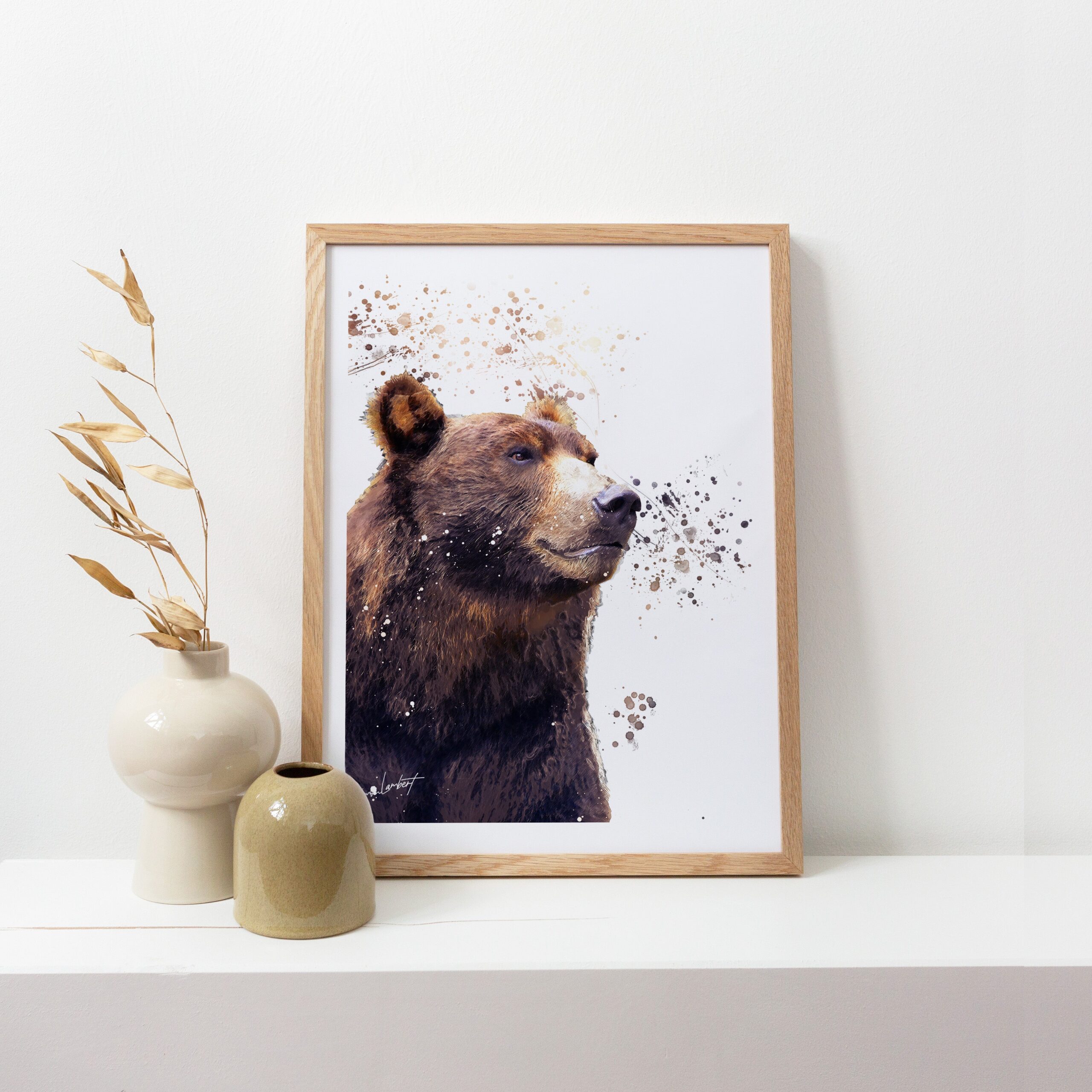 Bear Portrait Splatter Style Artwork Fine Art Print (Unframed) - Image 3