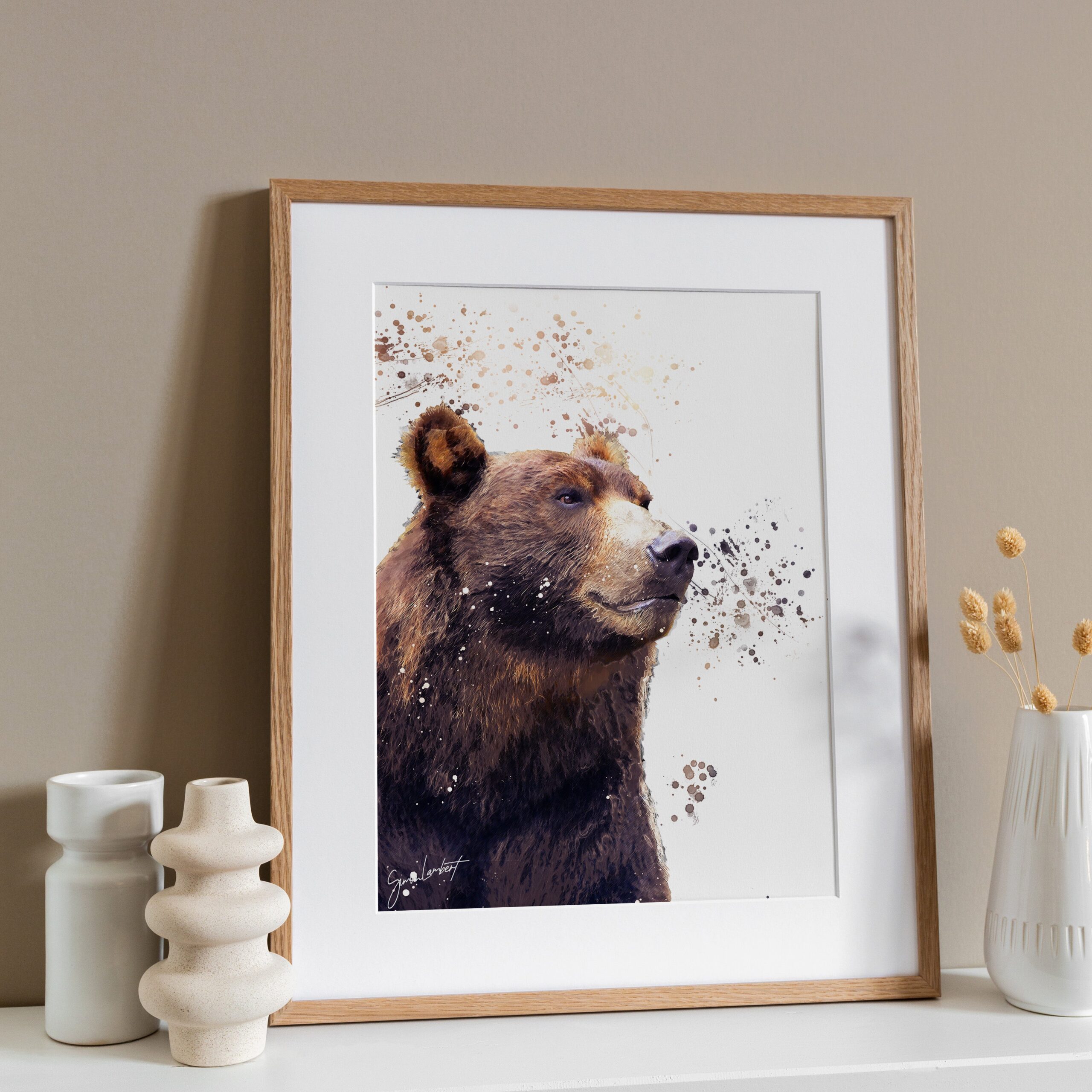 Bear Portrait Splatter Style Artwork Fine Art Print (Unframed) - Image 2