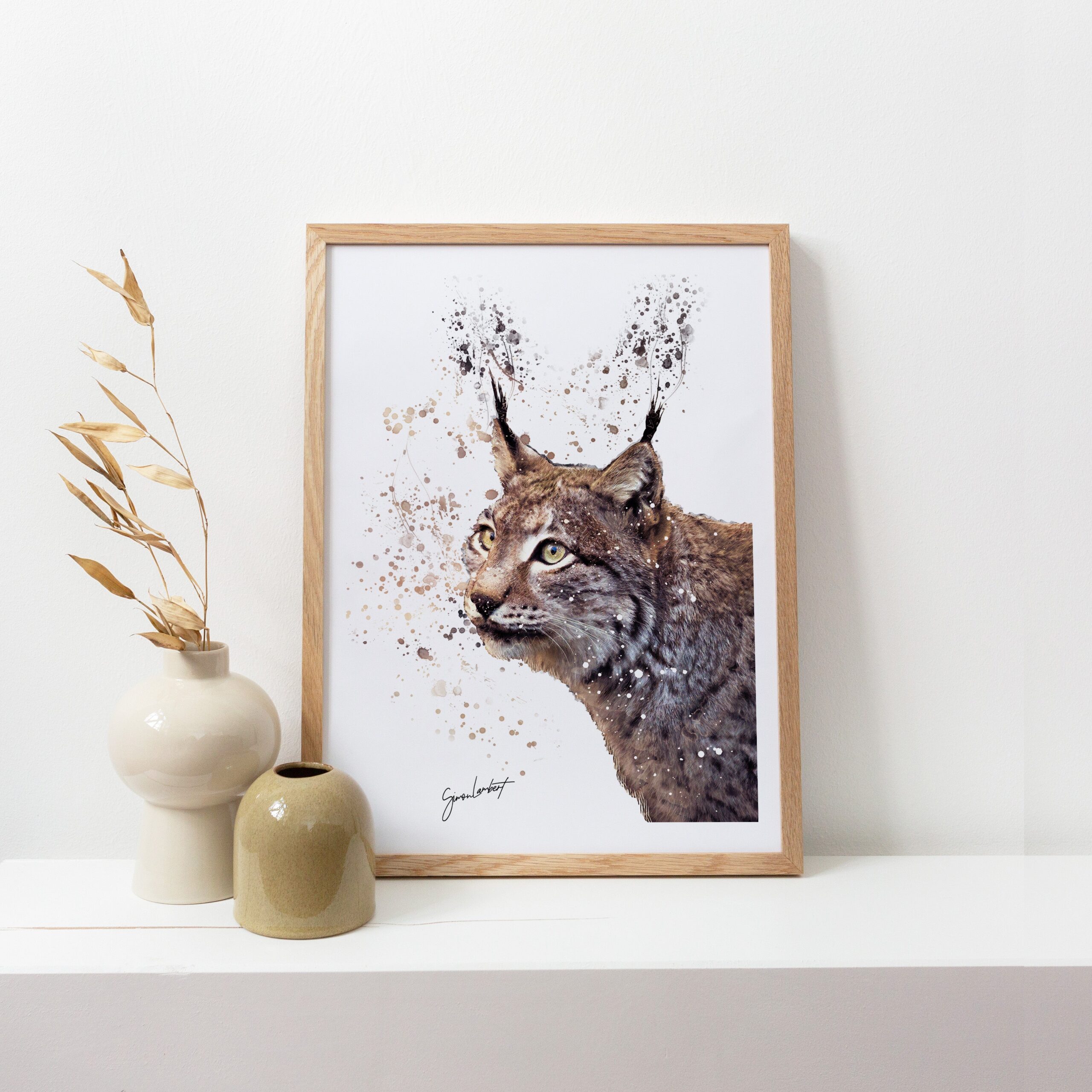 Bobcat Portrait Splatter Style Artwork Fine Art Print (Unframed) - Image 3