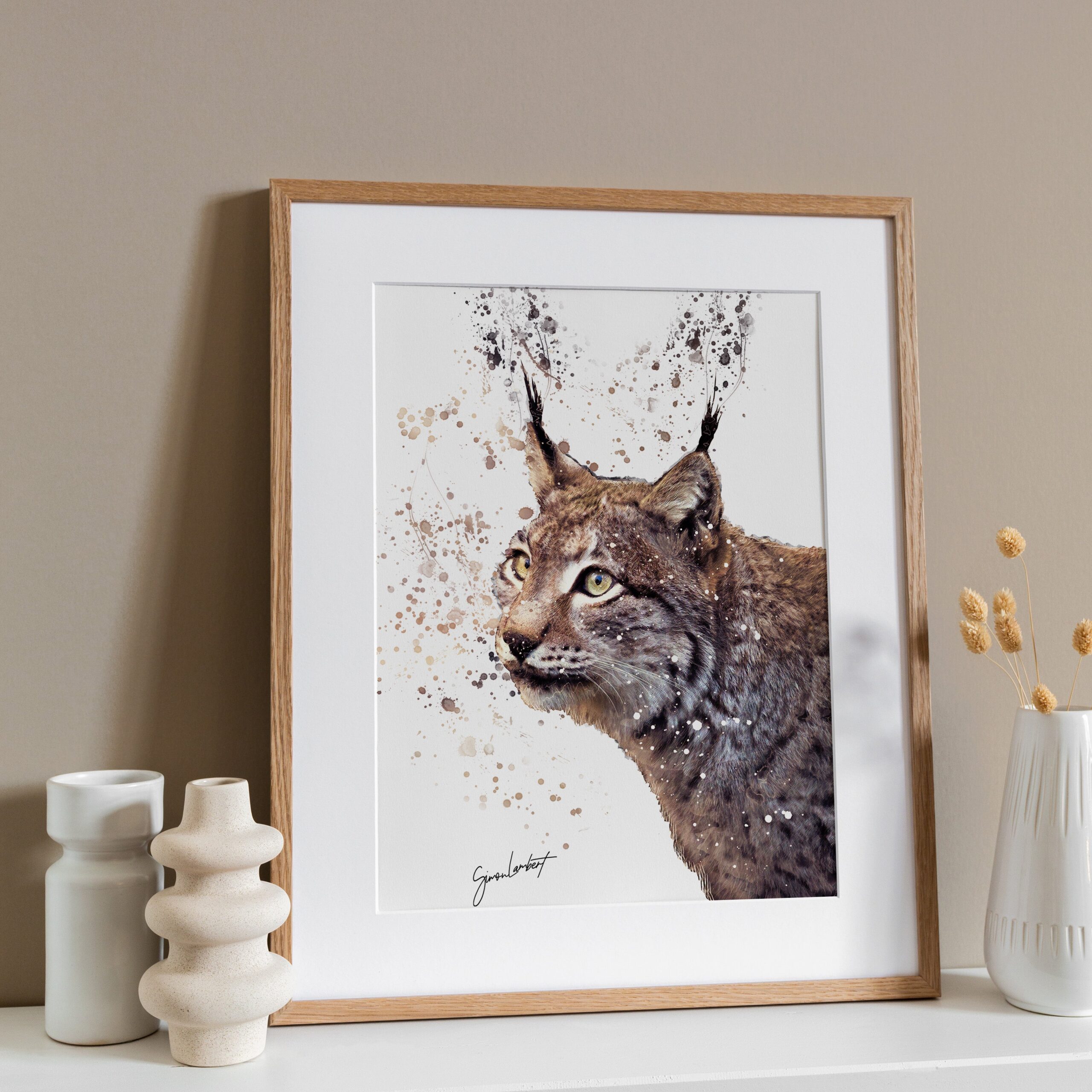 Bobcat Portrait Splatter Style Artwork Fine Art Print (Unframed) - Image 2