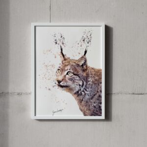 Bobcat Portrait Splatter Style Artwork Fine Art Print (Unframed)