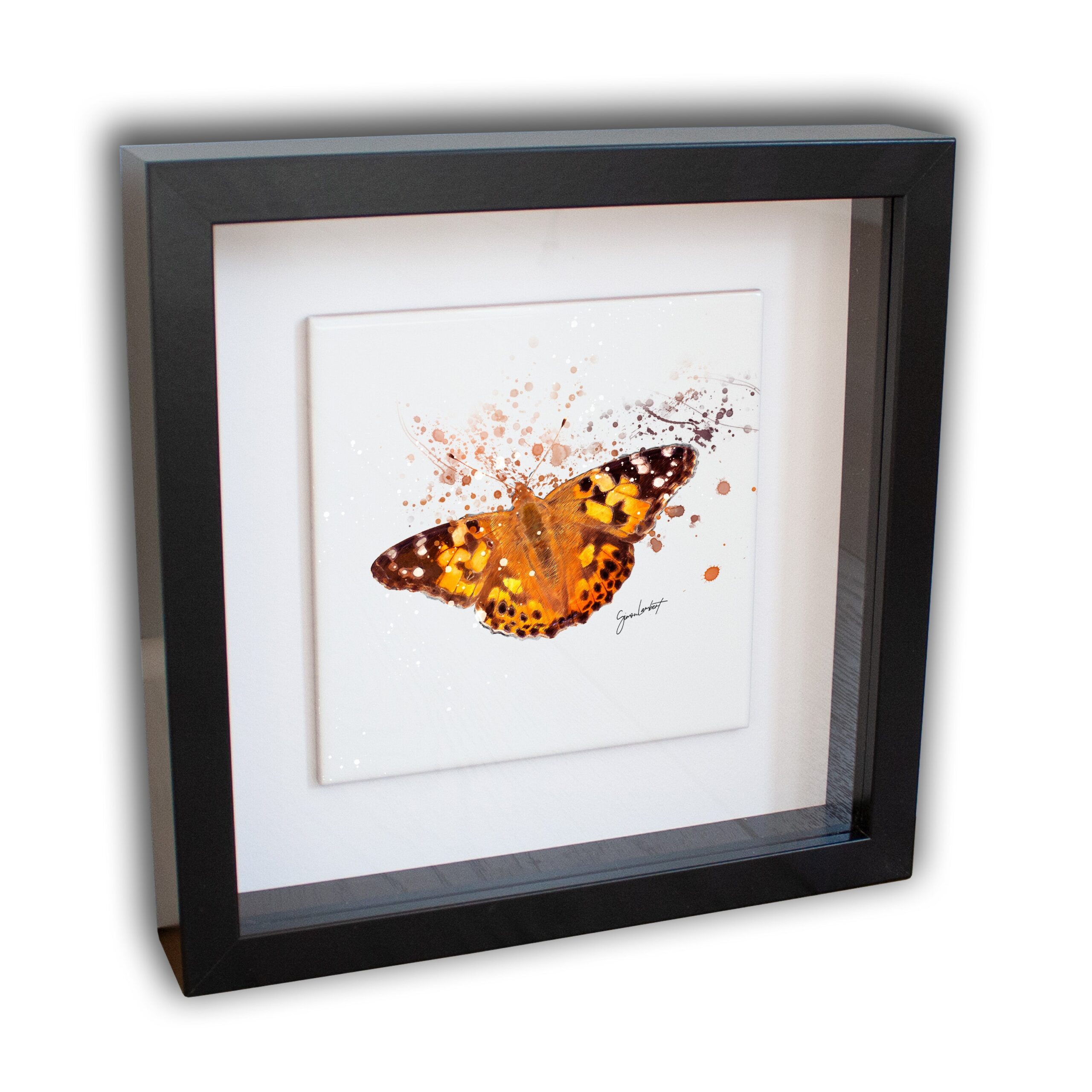 Butterfly Portrait Brush Splatter Style Artwork - Framed CERAMIC TILE Art - Image 2