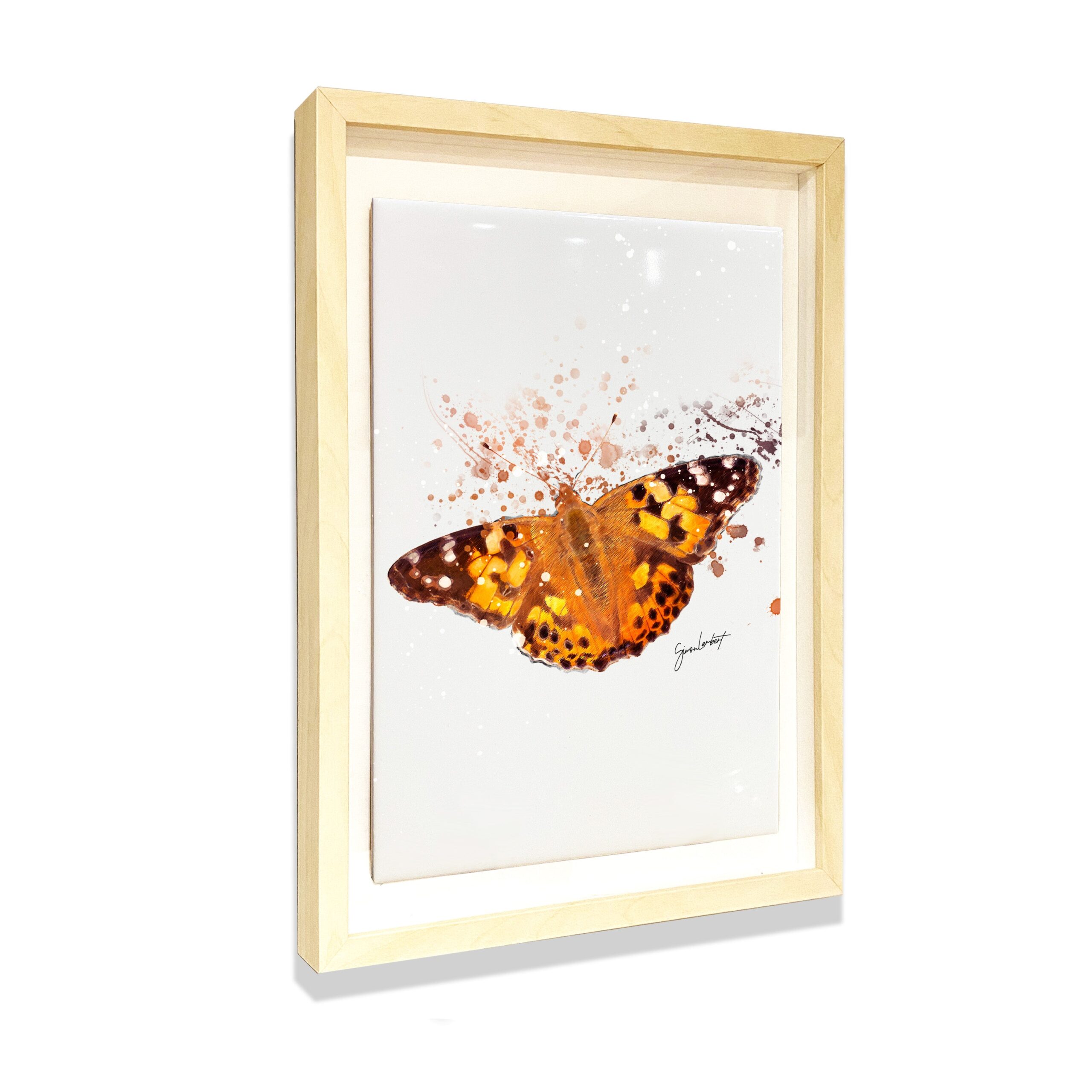Butterfly Portrait Brush Splatter Style Artwork - Framed CERAMIC TILE Art - Image 4