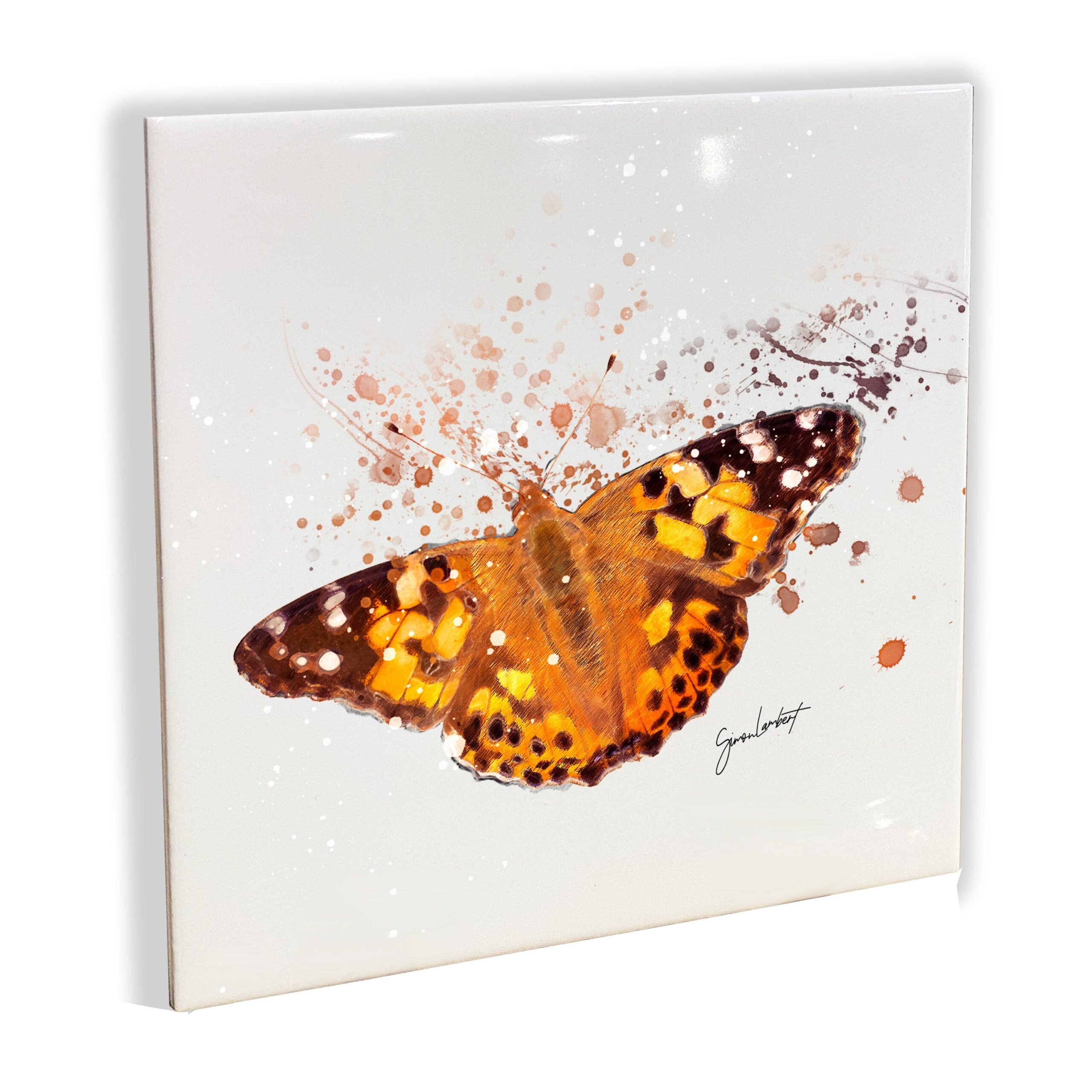 Butterfly Portrait Brush Splatter Style Artwork - Framed CERAMIC TILE Art - Image 3