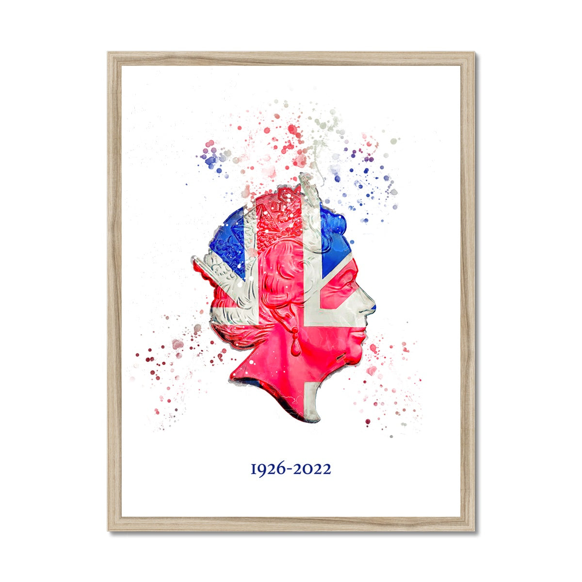 Queen Elizabeth II Commemorative Splatter Artwork Framed Print - Image 3