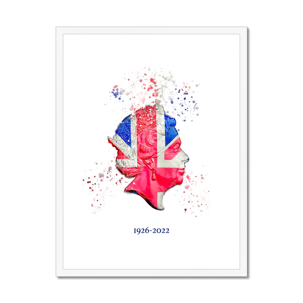 Queen Elizabeth II Commemorative Splatter Artwork Framed & Mounted Print - Image 2