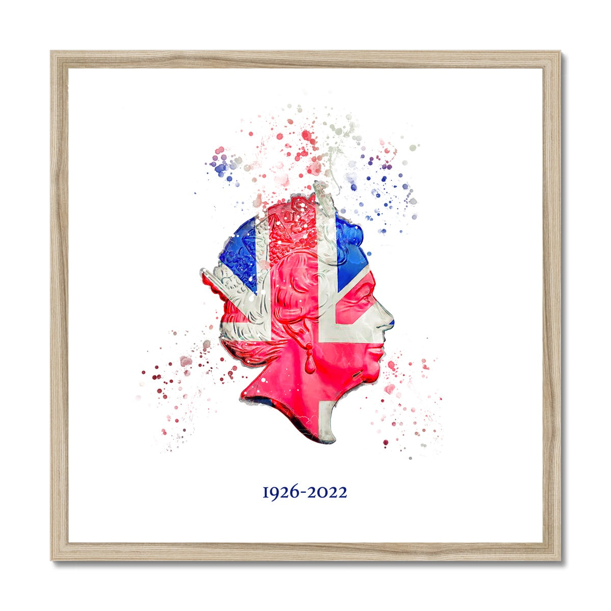 Queen Elizabeth II Commemorative Splatter Artwork Framed Print - Image 6