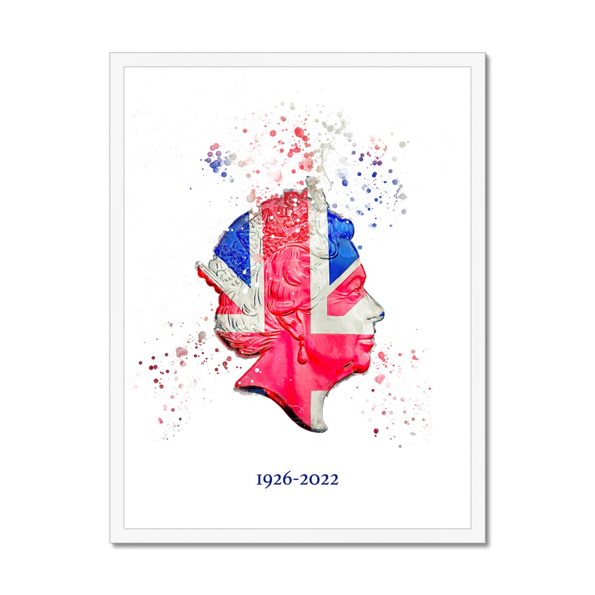 Queen Elizabeth II Commemorative Splatter Artwork Framed Print - Image 2