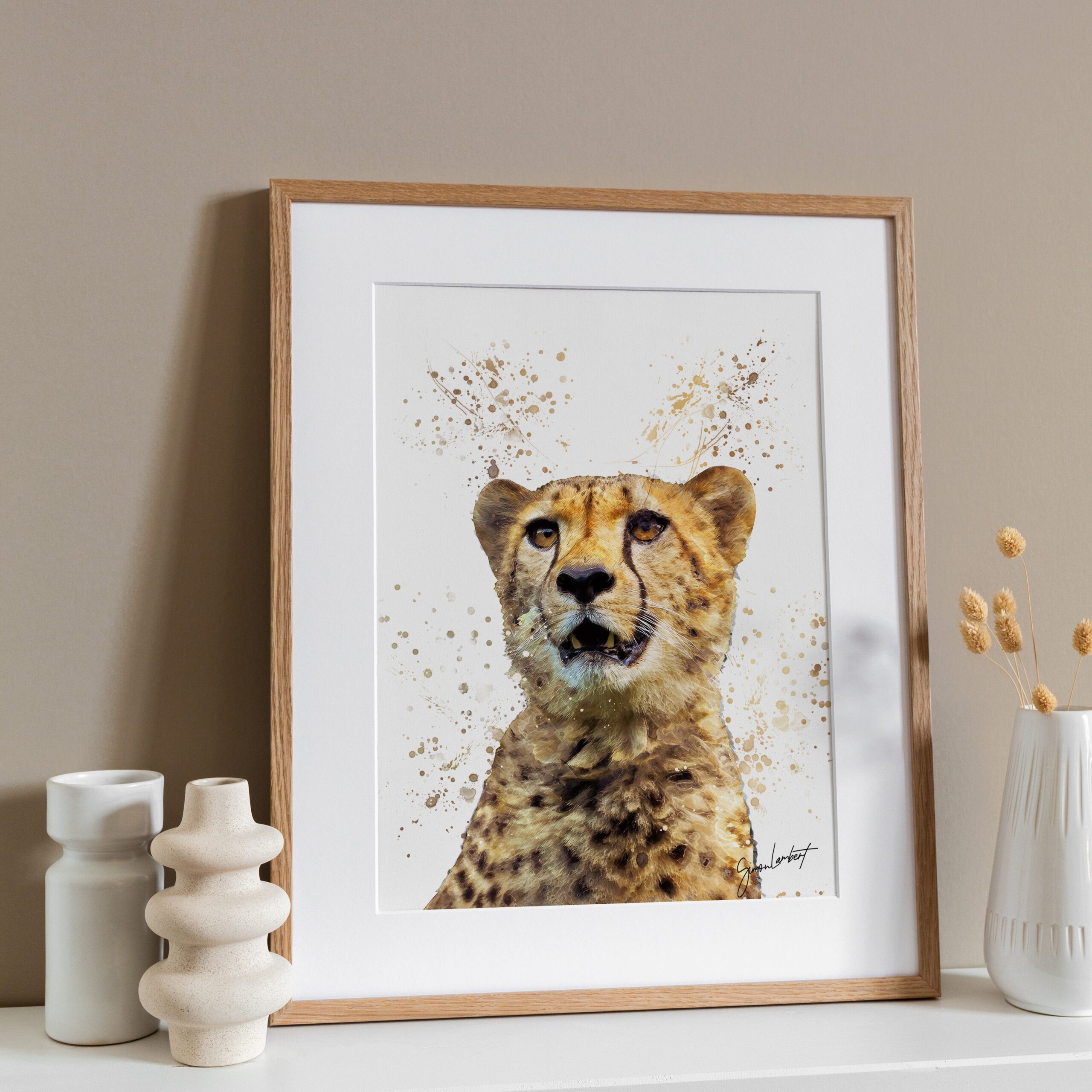 Cheetah Portrait Splatter Style Artwork Fine Art Print (Unframed) - Image 2