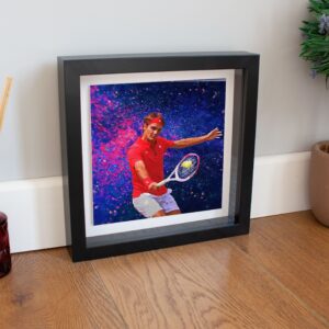 Roger Federer Tennis Portrait Oil Style Artwork - Framed CERAMIC TILE Art