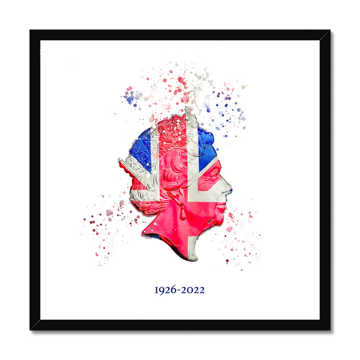 Queen Elizabeth II Commemorative Splatter Artwork Framed Print - Image 4
