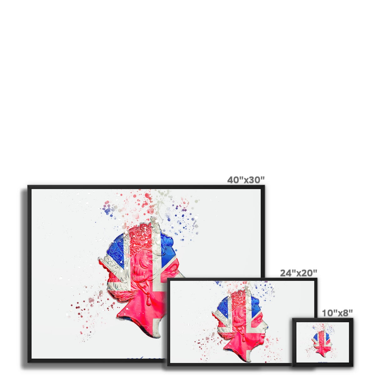 Queen Elizabeth II Commemorative Splatter Artwork Framed Canvas - Image 7