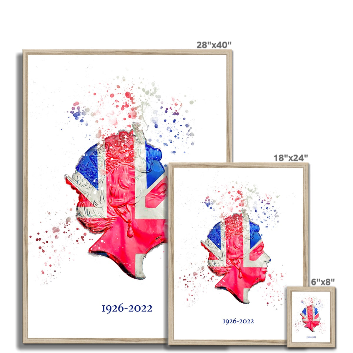 Queen Elizabeth II Commemorative Splatter Artwork Framed Print - Image 15