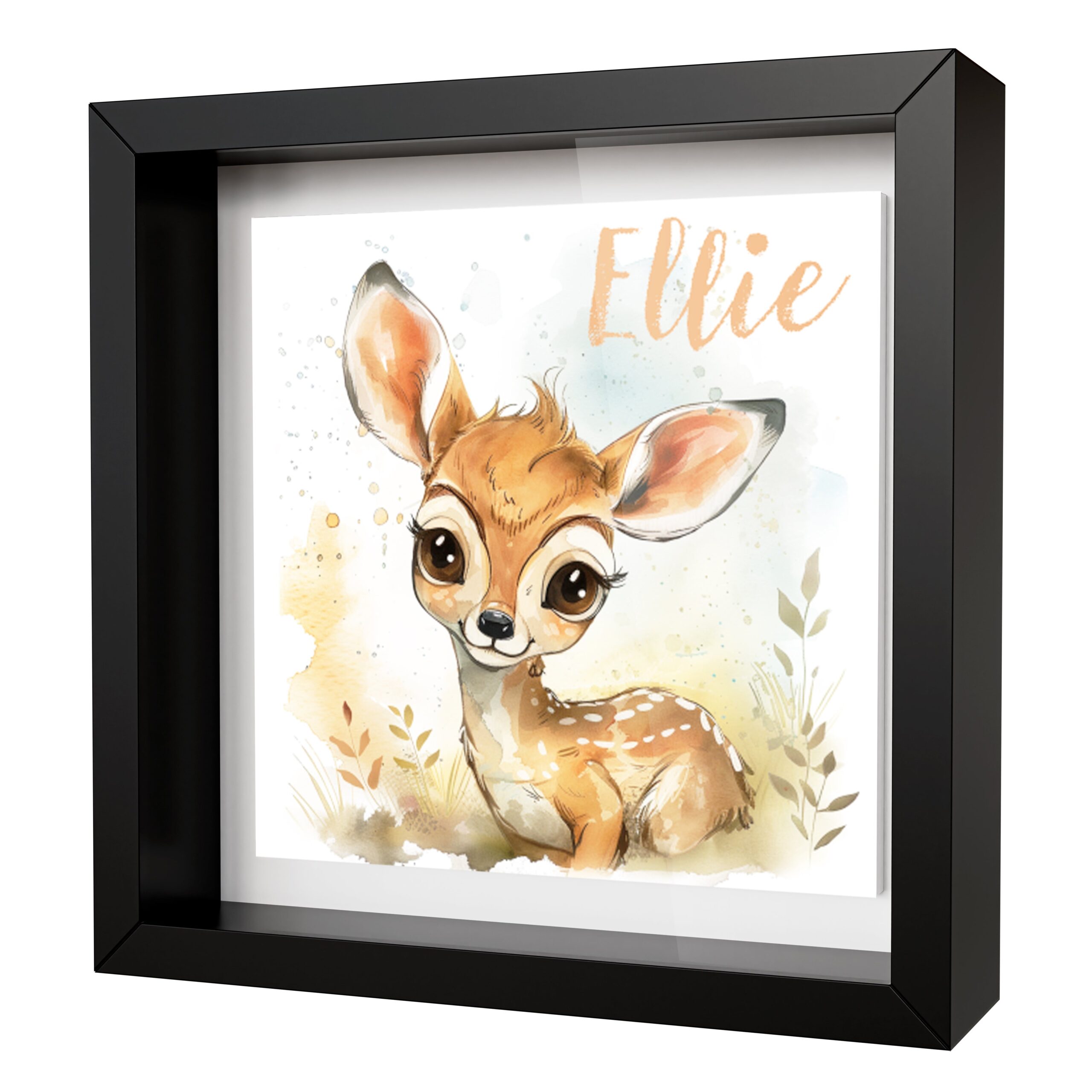 Personalised Baby Deer Artwork - Framed CERAMIC TILE Print - Image 3