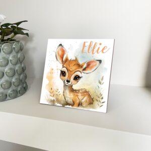 Personalised Baby Deer Artwork - Framed CERAMIC TILE Print