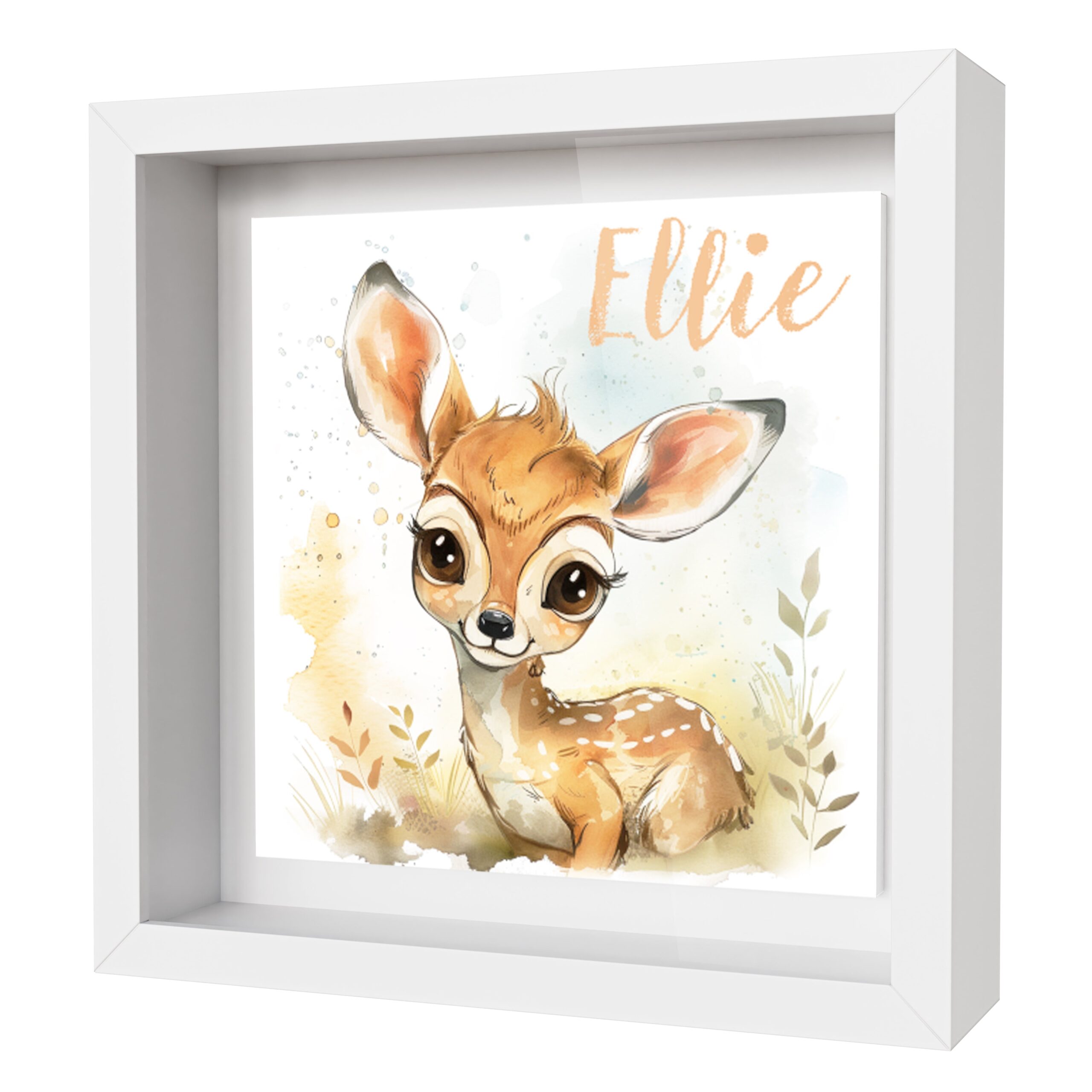 Personalised Baby Deer Artwork - Framed CERAMIC TILE Print - Image 2
